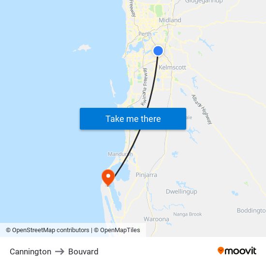 Cannington to Bouvard map