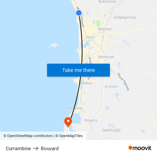 Currambine to Bouvard map