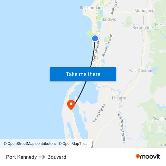 Port Kennedy to Bouvard map