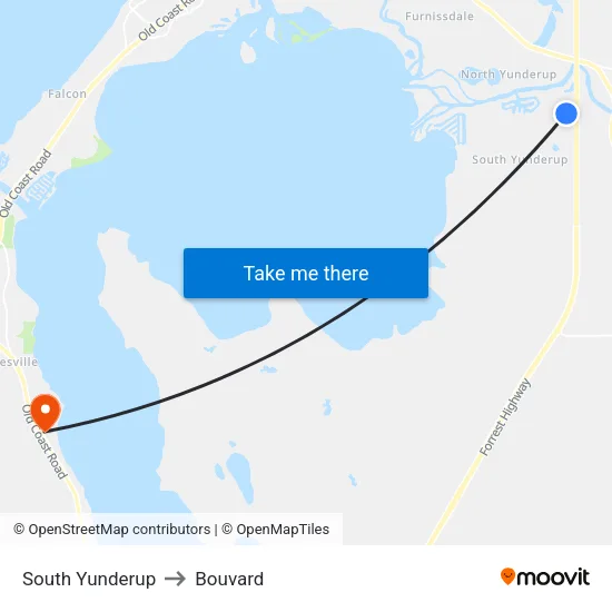 South Yunderup to Bouvard map