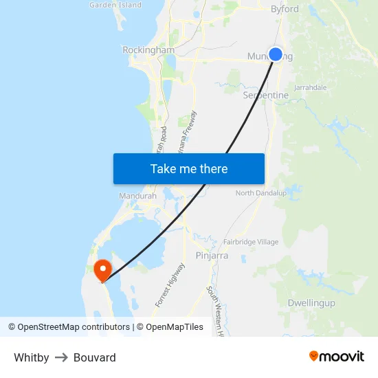 Whitby to Bouvard map