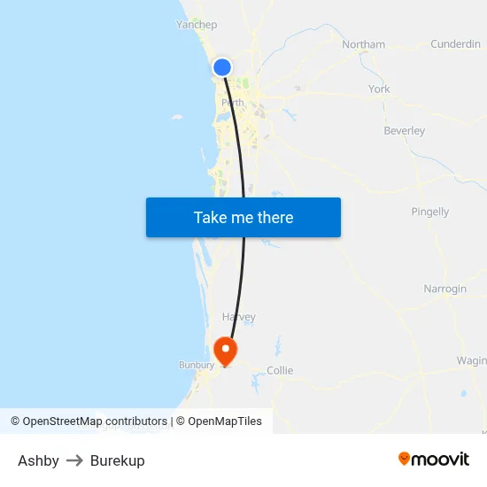 Ashby to Burekup map
