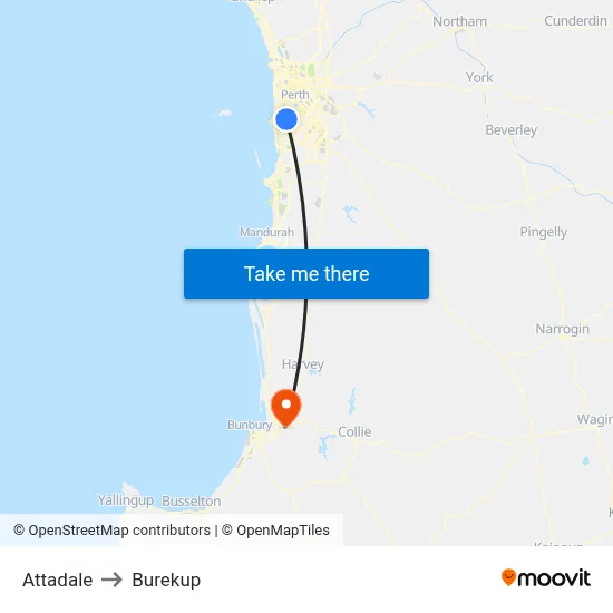 Attadale to Burekup map