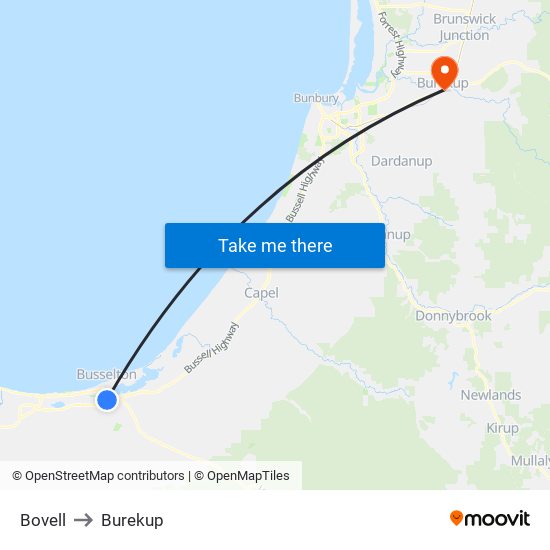 Bovell to Burekup map