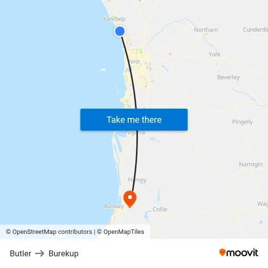 Butler to Burekup map