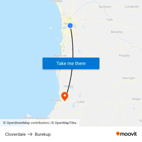 Cloverdale to Burekup map