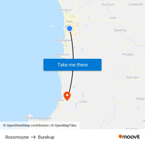 Rossmoyne to Burekup map