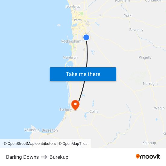 Darling Downs to Burekup map