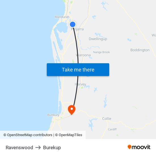 Ravenswood to Burekup map