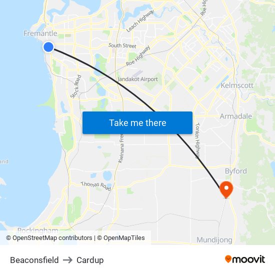 Beaconsfield to Cardup map