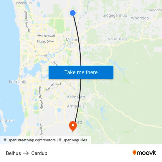 Belhus to Cardup map