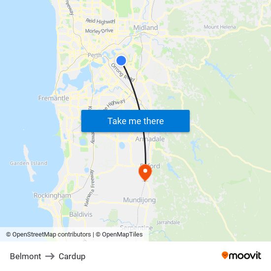 Belmont to Cardup map