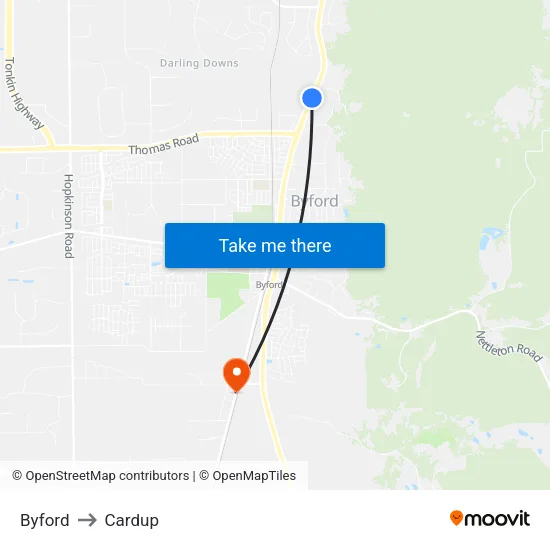 Byford to Cardup map