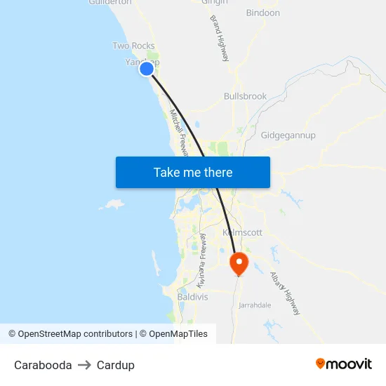 Carabooda to Cardup map