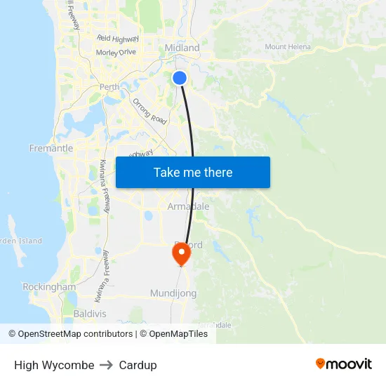 High Wycombe to Cardup map