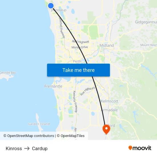 Kinross to Cardup map