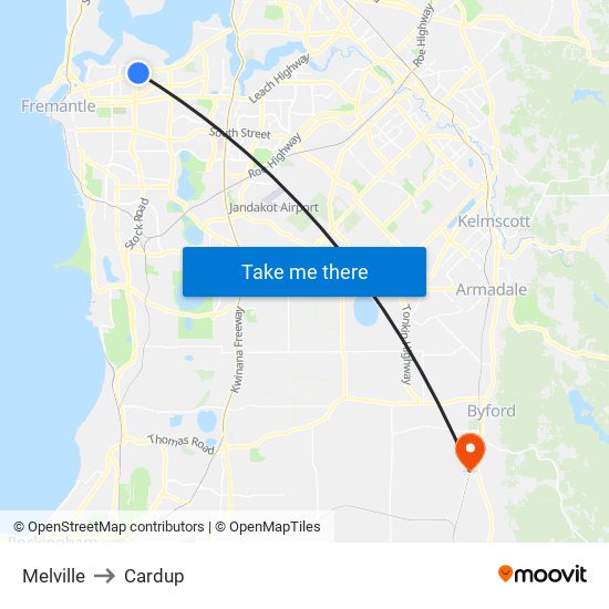 Melville to Cardup map