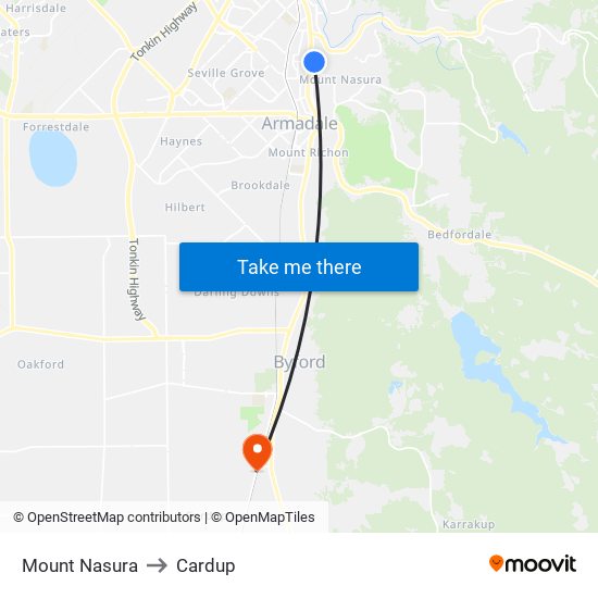 Mount Nasura to Cardup map