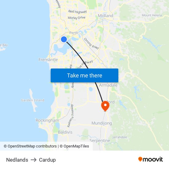 Nedlands to Cardup map