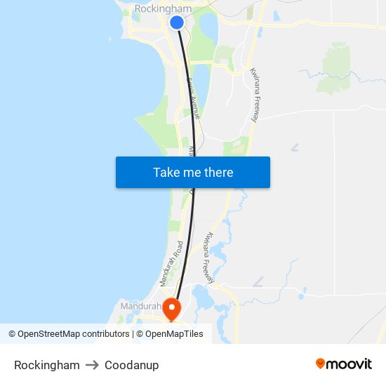 Rockingham to Coodanup map