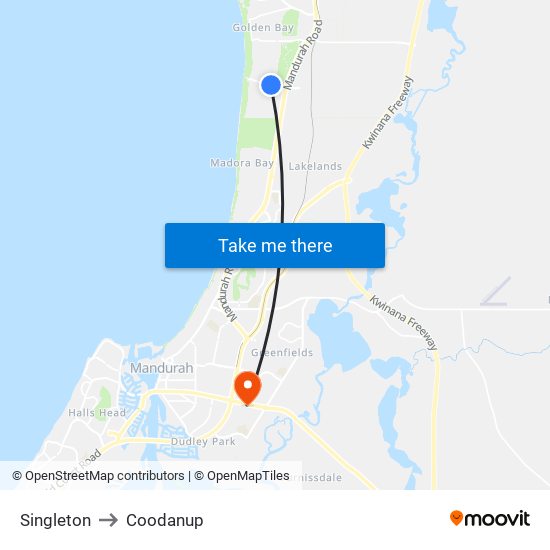 Singleton to Coodanup map