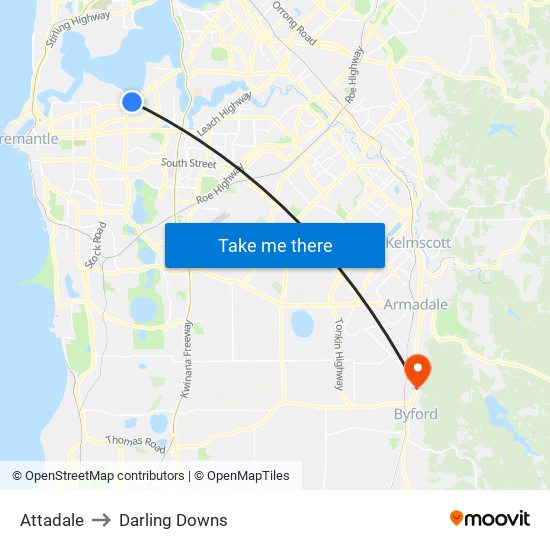 Attadale to Darling Downs map