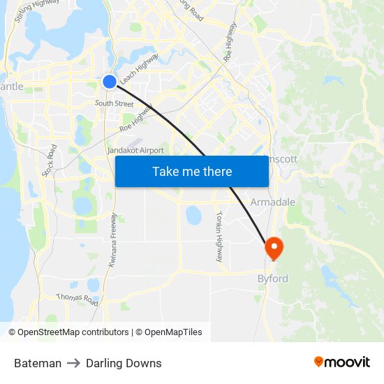 Bateman to Darling Downs map