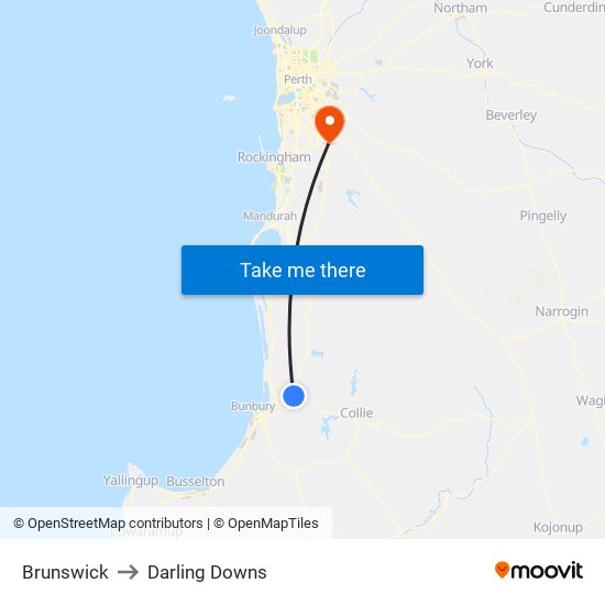 Brunswick to Darling Downs map