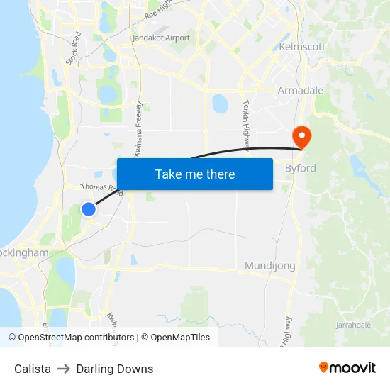 Calista to Darling Downs map