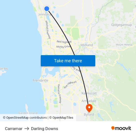 Carramar to Darling Downs map
