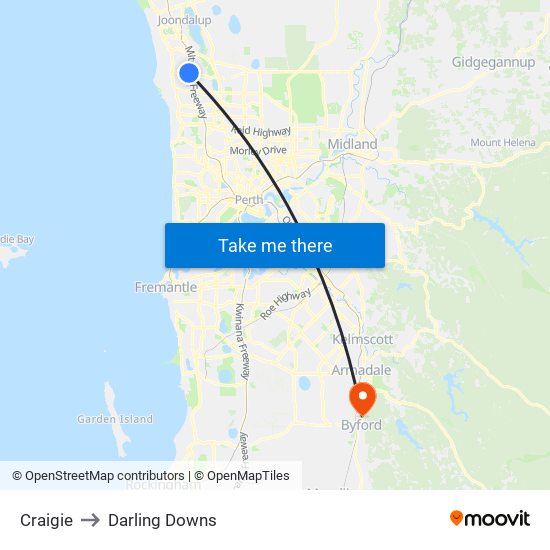 Craigie to Darling Downs map