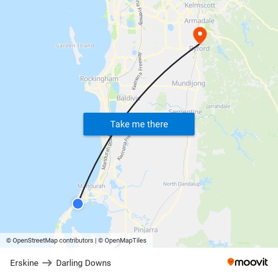 Erskine to Darling Downs map