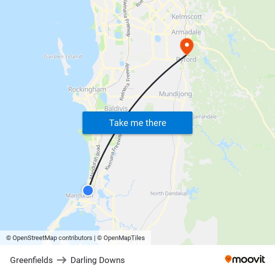 Greenfields to Darling Downs map