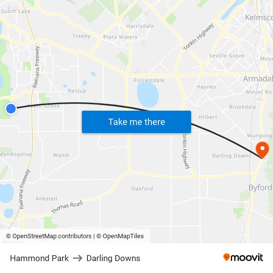 Hammond Park to Darling Downs map