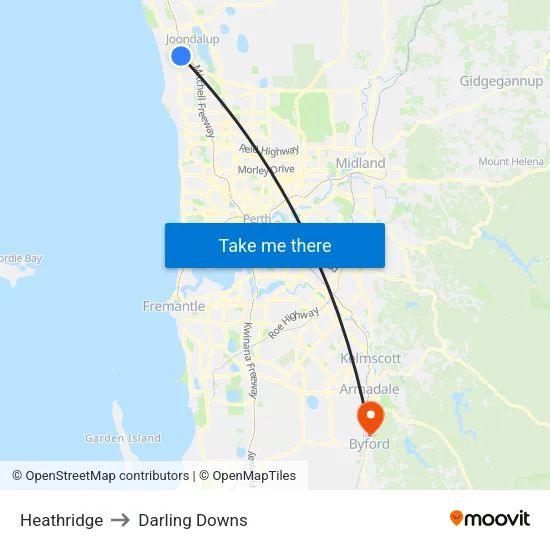 Heathridge to Darling Downs map