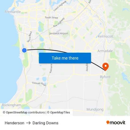 Henderson to Darling Downs map