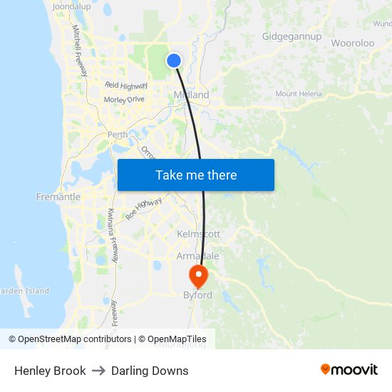 Henley Brook to Darling Downs map