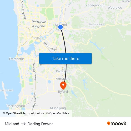 Midland to Darling Downs map