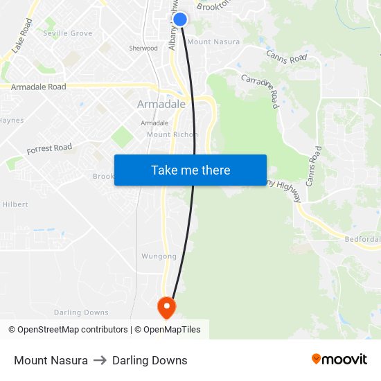 Mount Nasura to Darling Downs map