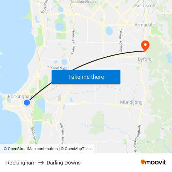 Rockingham to Darling Downs map