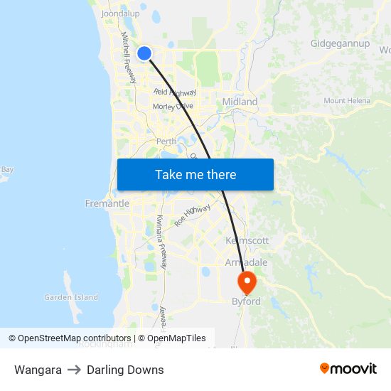 Wangara to Darling Downs map
