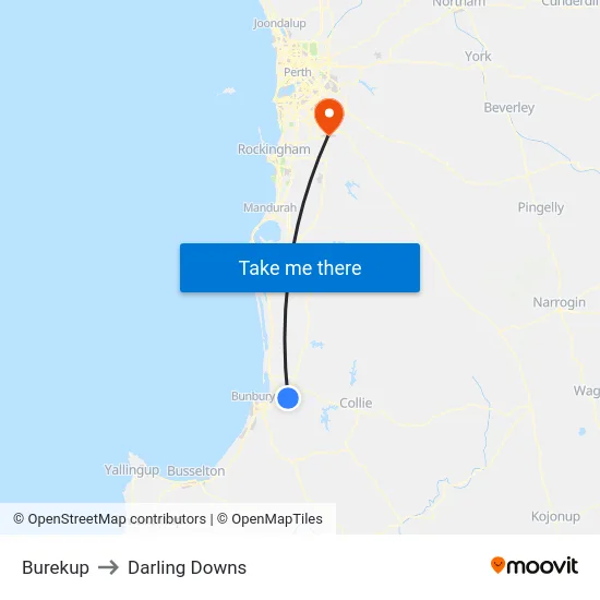Burekup to Darling Downs map