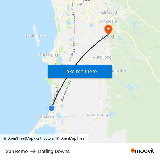 San Remo to Darling Downs map