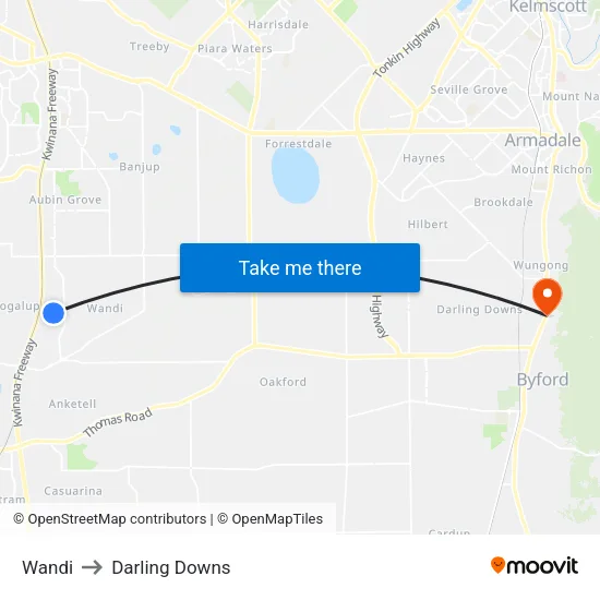Wandi to Darling Downs map