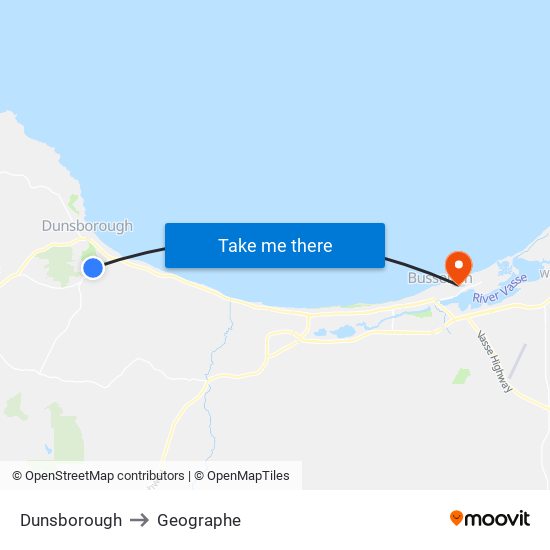 Dunsborough to Geographe map