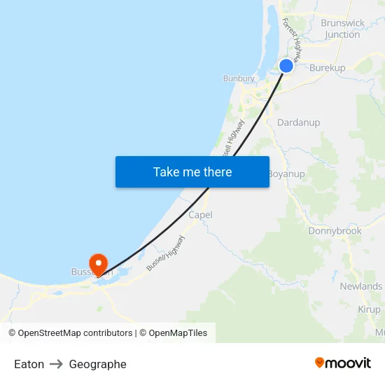 Eaton to Geographe map