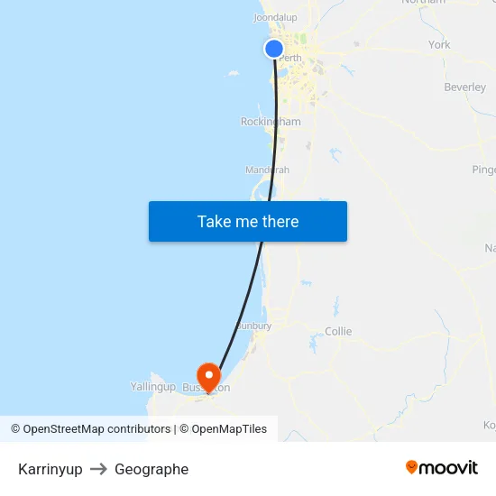 Karrinyup to Geographe map