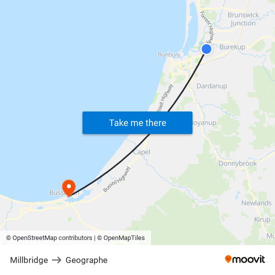 Millbridge to Geographe map