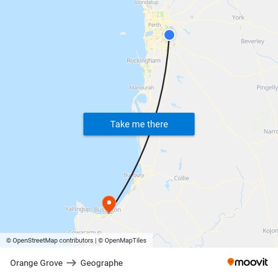 Orange Grove to Geographe map