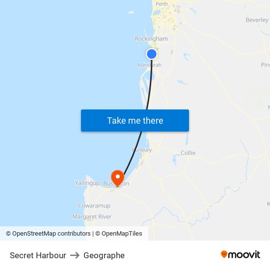 Secret Harbour to Geographe map